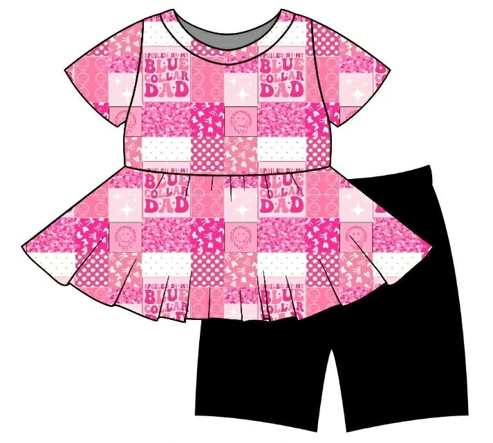 Spoiled by my Blue Collar Daddy(PINK) Peplum Set(PREORDER CLOSES 6/12) (Copy)