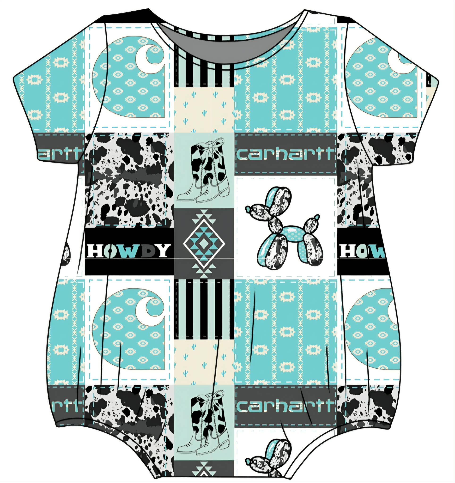 Black, White & Teal Howdy 
Bubble(PREORDER CLOSES 6/12)